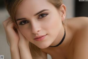 A woman in a green bra is posing on a bed.