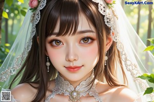 A woman in a wedding dress with a crown on her head.