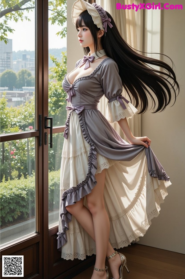 Hentai - Secrets Beneath the Blooming Orchids and the Fading Stars Set.2 20241230 Part 6 No.88c1bf A woman in a dress and hat standing by a window.