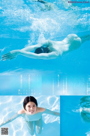 A man swimming in a pool with his arms outstretched.